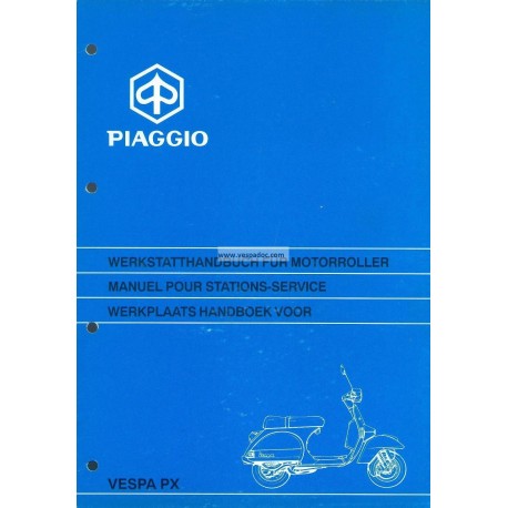 Manual Técnico Scooter Vespa PX Freno a Disco 1997, Francés, Aleman, Holandés