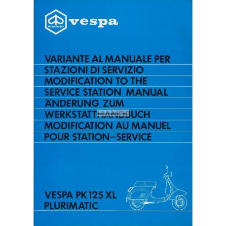 Manuel Technique Scooter Vespa PK 125 XL Plurimatic mod. VVM1T