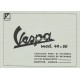 Ersatzteil Katalog Scooter Vespa 125 Vespa 125 V1T, V2T, V14T, V15T mod. 1949 - 1950