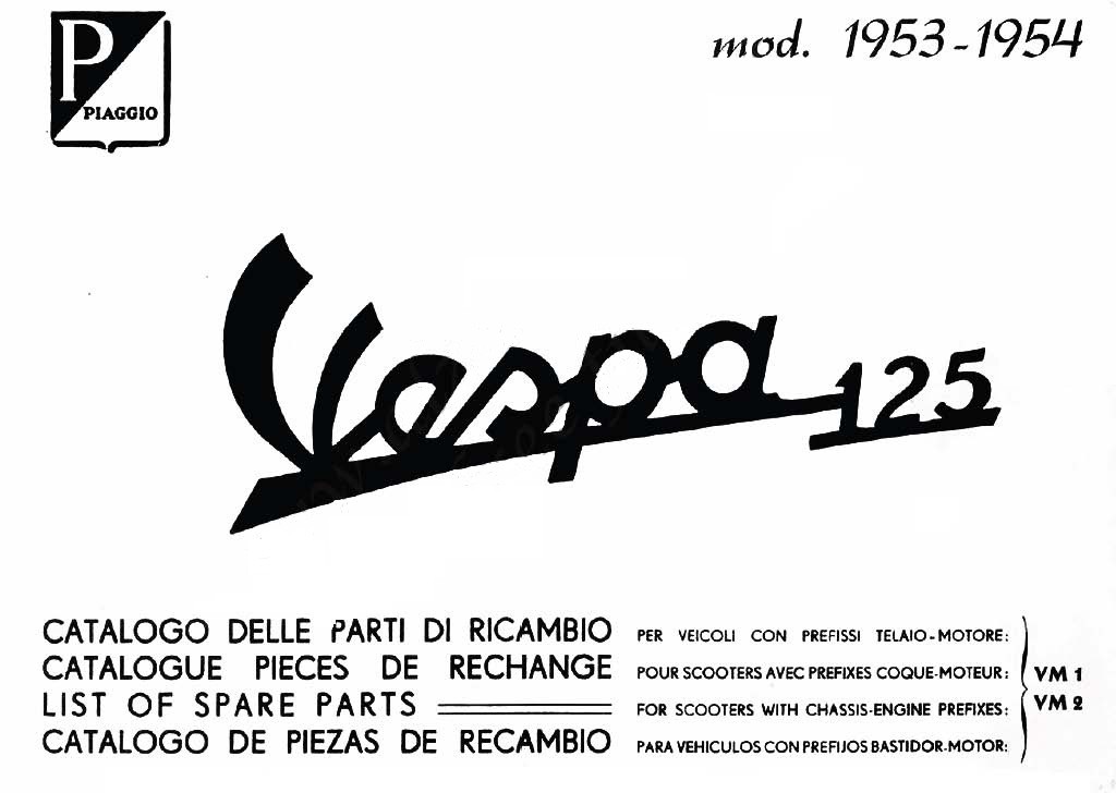Catalogue of Spare Parts Scooter Vespa 125 VM1T, Vespa 125 VM2T mod. 1953 -  1954 - Vespadoc