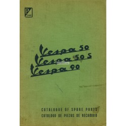 Catalogue de pièces détachées Scooter Vespa 50 mod. V5A1T, Vespa 50 S mod. V5SA1T, Vespa 90 mod. V9A1T, Anglais, Espagnol