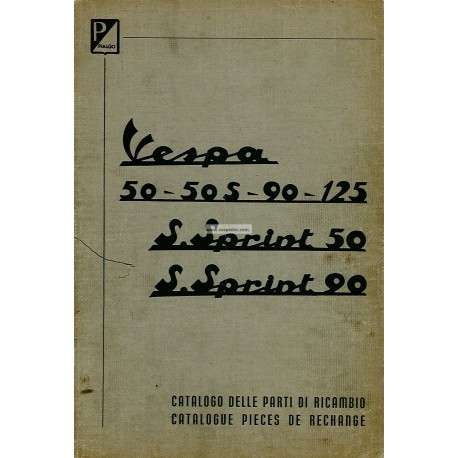 Catalogue de pièces détachées Scooter Vespa 50, 50 S, 90, 125 Nuova, 50 SS, 90 SS, Français, Italien