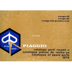 Catalogo delle parti di ricambio Scooter Vespa 50, 50 S, 50 Special, 50 Elestart, 90, 125 Primavera, 1974