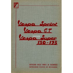 Catalogo de piezas de repuesto Scooter Vespa 125 Sprint, 125 GT, 150 Sprint, 125 Super, 150 Super, Francés, Italiano