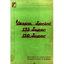 Catalogo de piezas de repuesto Scooter Vespa 150 Sprint VLB1T, 125 Super VNC1T, 150 Super VBC1T, Inglés, Español