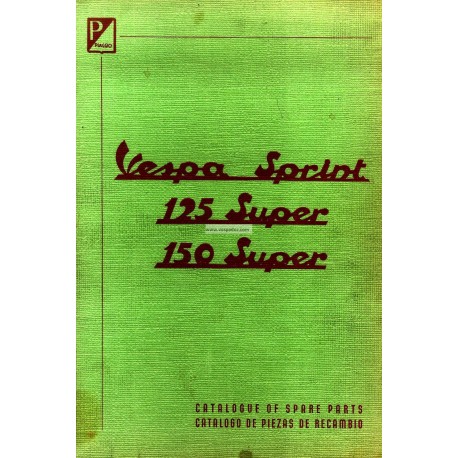 Ersatzteil Katalog Scooter Vespa 150 Sprint VLB1T, 125 Super VNC1T, 150 Super VBC1T, Englisch, Spanisch