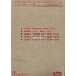 Catalogo de piezas de repuesto Scooter Vespa GT, Vespa Sprint, Vespa Super, 180 Rally, Francés, Italiano