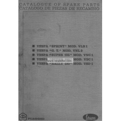 Catalogue of Spare Parts Scooter Vespa GT, Vespa Sprint, Vespa Super, 180 Rally, English, Spanish