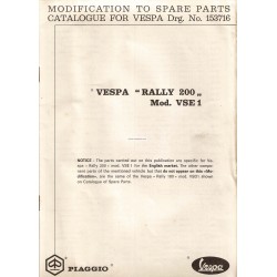 Catalogo delle parti di ricambio Scooter Vespa 200 Rally mod. VSE1T, 1972, Inglese