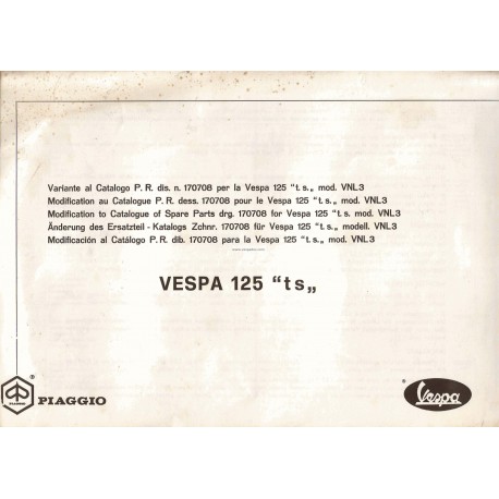 Ersatzteil Katalog Scooter Vespa 125 TS mod. VNL3T, 1975