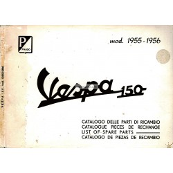 Catalogo delle parti di ricambio Scooter Vespa 150 VL1T, 150 VL2T, 150 VL3T mod. 1955 - 1956