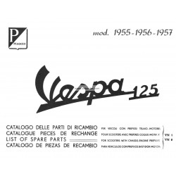 Catalogo de piezas de repuesto Scooter Vespa 125 VN1T, Vespa 125 VN2T, mod. 1955 - 1957