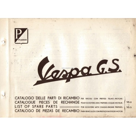 Catalogue of Spare Parts Scooter Vespa 150 GS mod. VS2T, VS3T, VS4T, VS5T